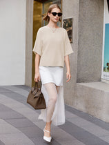 Cicy Bell Womens Beige Half Sleeve Sweaters