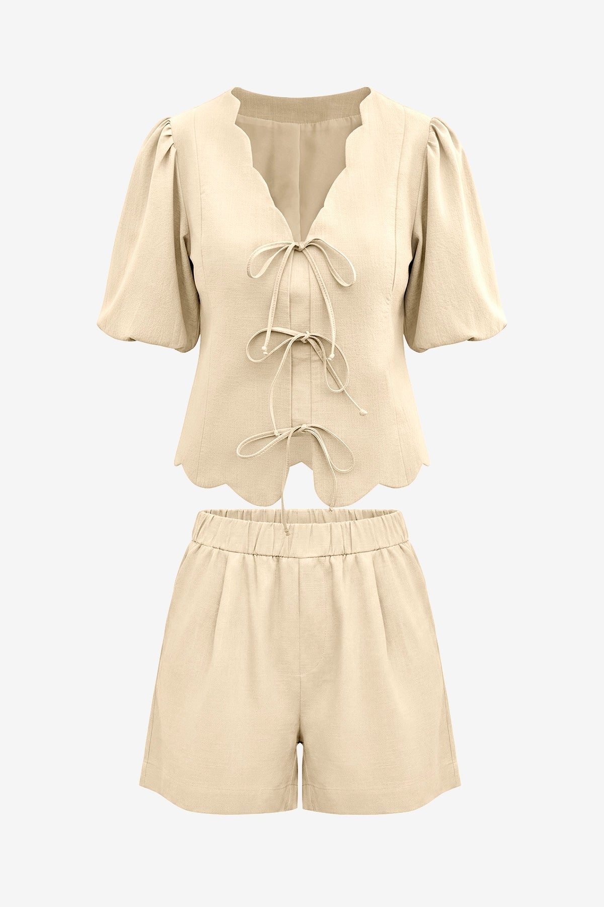 Womens Beige Summer 2 Piece Short Sets | CicyBell