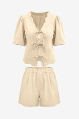 Womens Beige Summer 2 Piece Short Sets | CicyBell