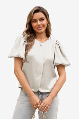 Womens Beige Silk Satin Button Down Shirts | CicyBell