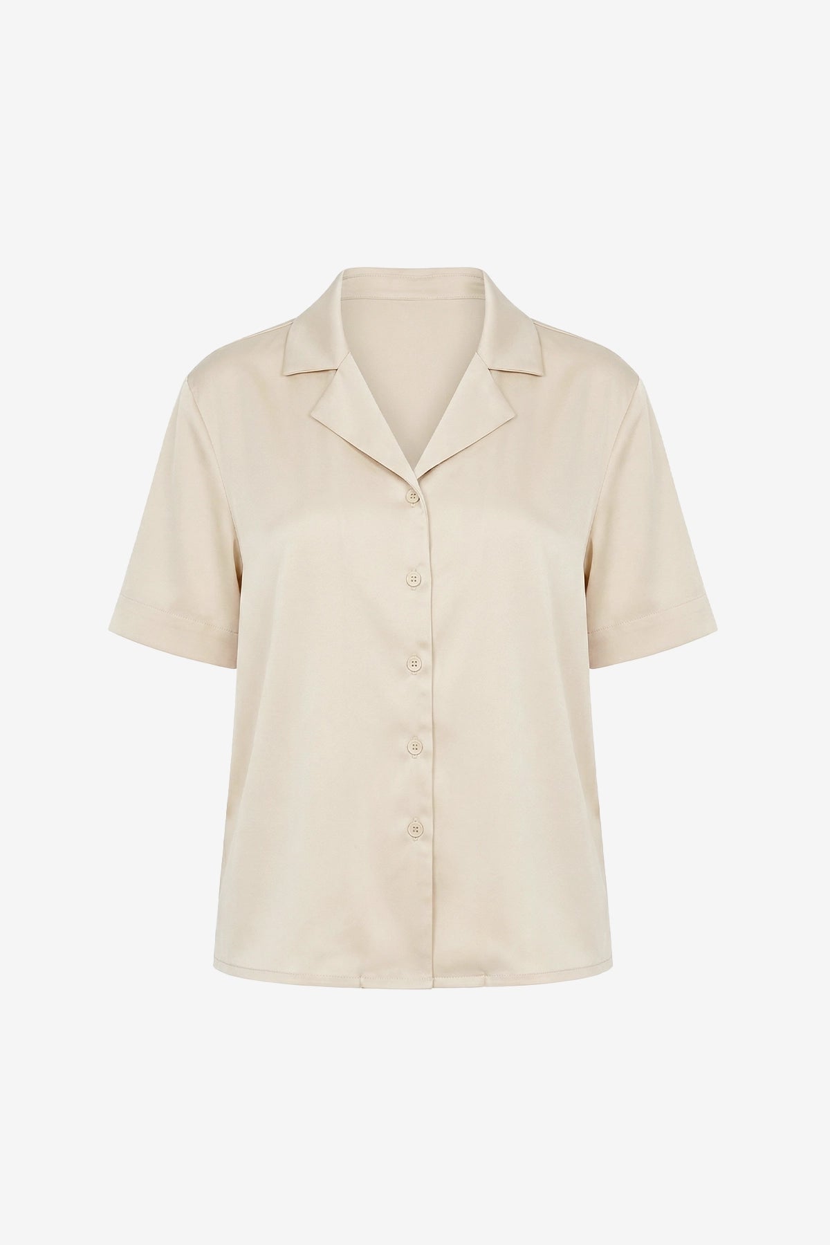 Womens Beige Satin Button Down Shirts  | CicyBell