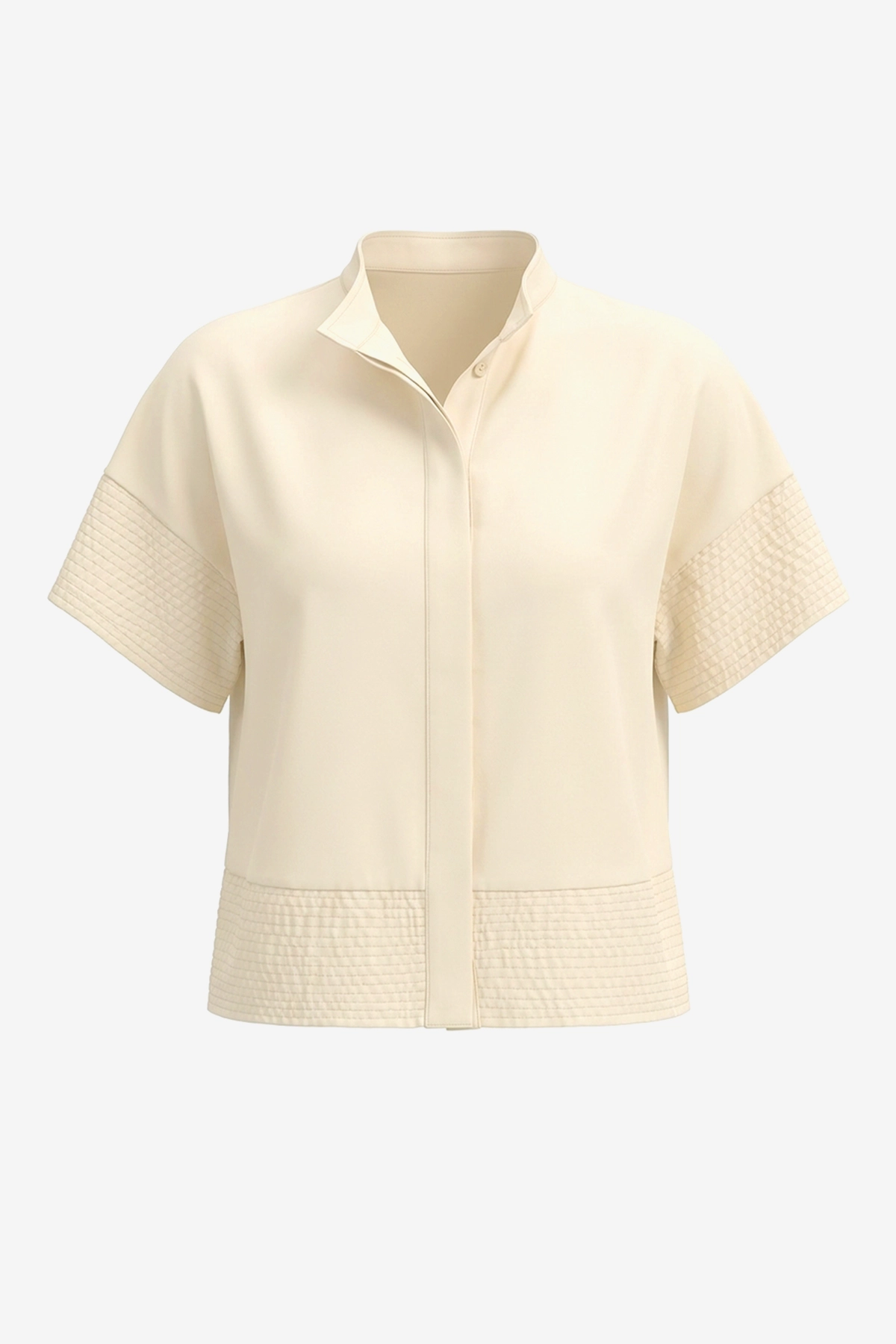 Womens Beige Cropped Short Sleeve Shirts| CicyBell