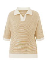 Cicy Bell Womens Beige Striped Cropped Sweaters Tops