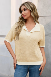 Cicy Bell Womens Beige Striped Cropped Sweaters Tops