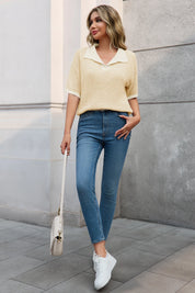 Cicy Bell Womens Beige Striped Cropped Sweaters Tops