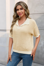 Cicy Bell Womens Beige Striped Cropped Sweaters Tops