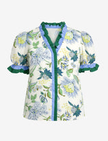 Womens Beige Floral Puff Short Sleeve Tops  | CicyBell