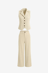 Womens Beige Vest Sets Summer 2 Piece Outfits | CicyBell