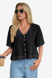 Cicy Bell Womens Black Babydoll Tops