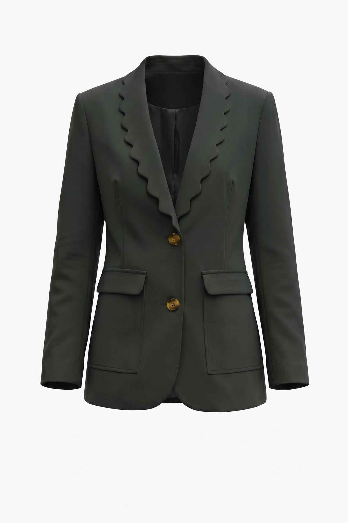 Womens Black Scalloped Lapel Blazer | CicyBell