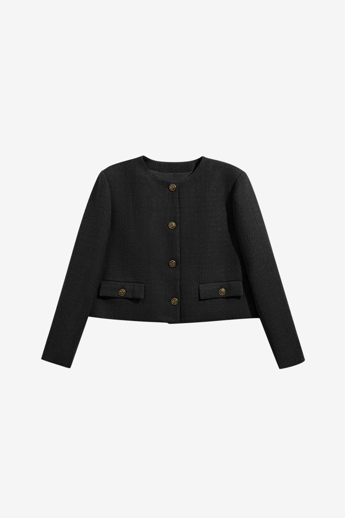 Womens Black Cropped Tweed Blazer | CicyBell