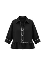 Womens Black Summer Button Down Blouses | CicyBell