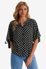Womens Black Polka Dot Blouse Tops | CicyBell