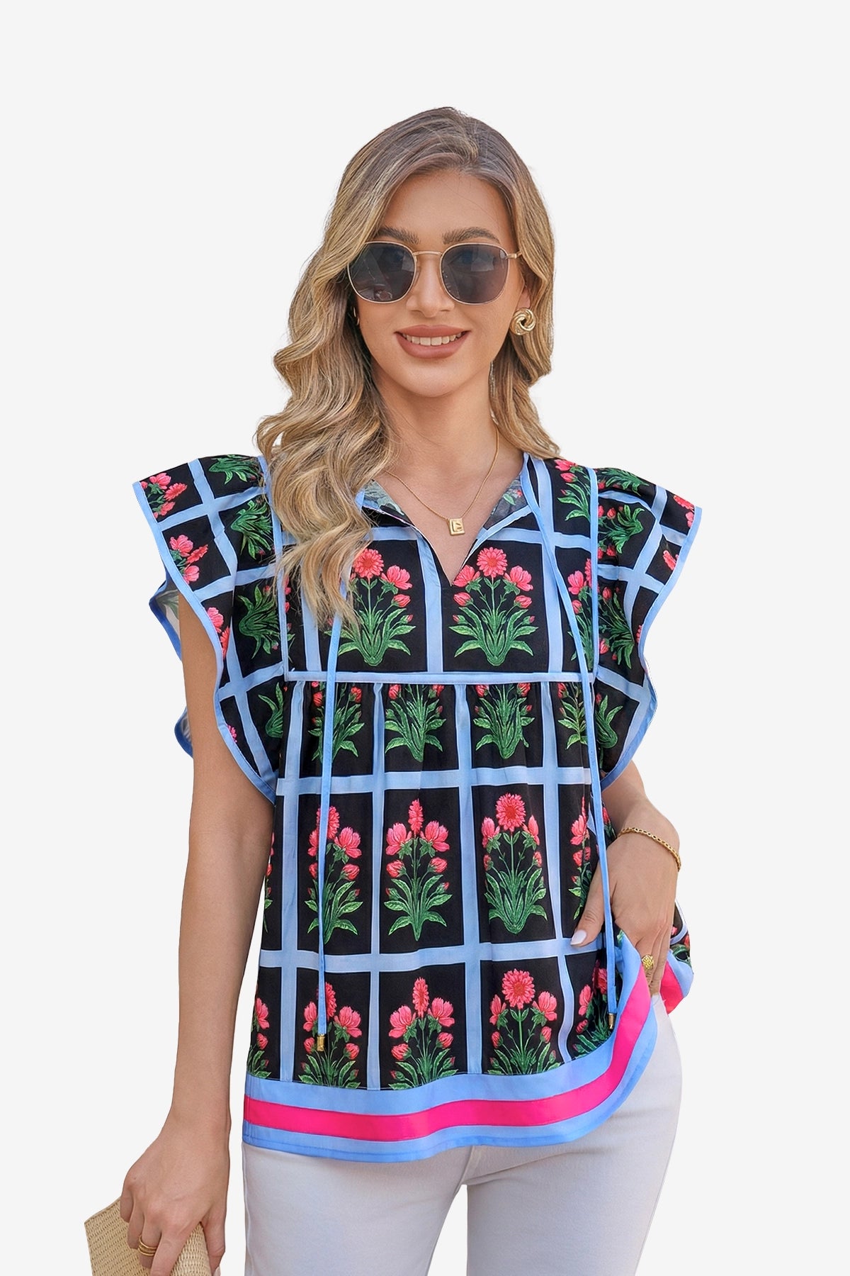 Womens Black Floral Peplum Babydoll Tops  | CicyBell