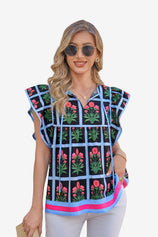Womens Black Floral Peplum Babydoll Tops  | CicyBell