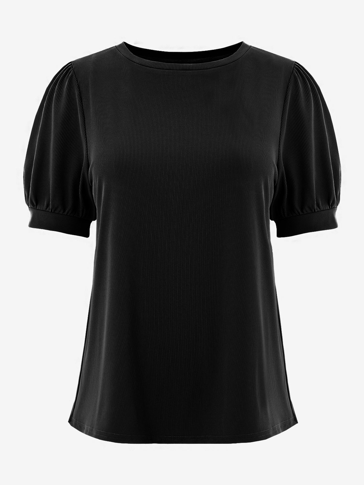 Womens Black Short Puff Sleeve Blouses | CicyBell