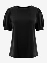 Womens Black Short Puff Sleeve Blouses | CicyBell