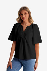 Womens Black V Neck Blouse | CicyBell