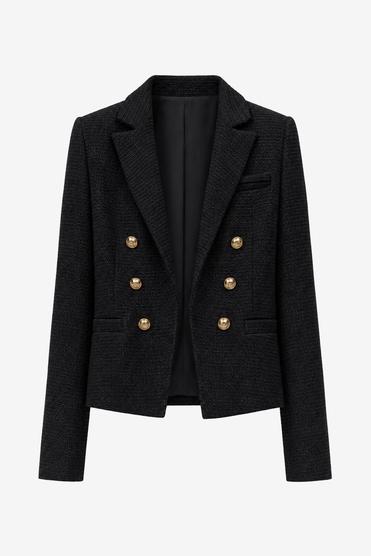 Tailored Black Tweed Cropped Blazer Structured Fit | CicyBell