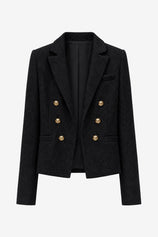 Tailored Black Tweed Cropped Blazer Structured Fit | CicyBell