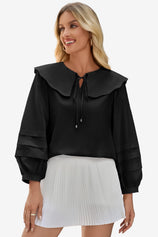 Effortless Black Puff Sleeve Blouse Pure Cotton | CicyBell