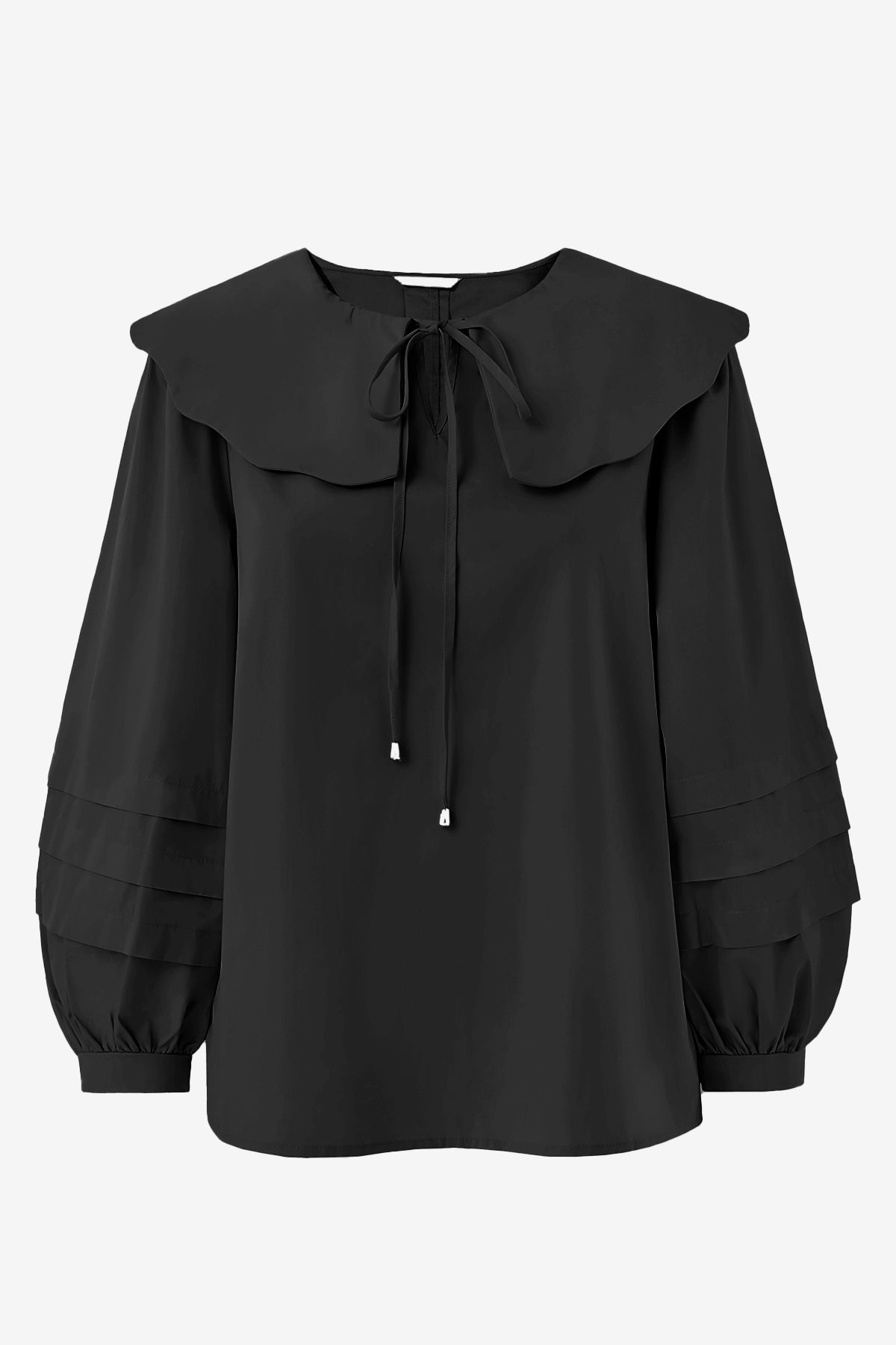 Effortless Black Puff Sleeve Blouse Pure Cotton | CicyBell