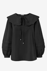 Effortless Black Puff Sleeve Blouse Pure Cotton | CicyBell