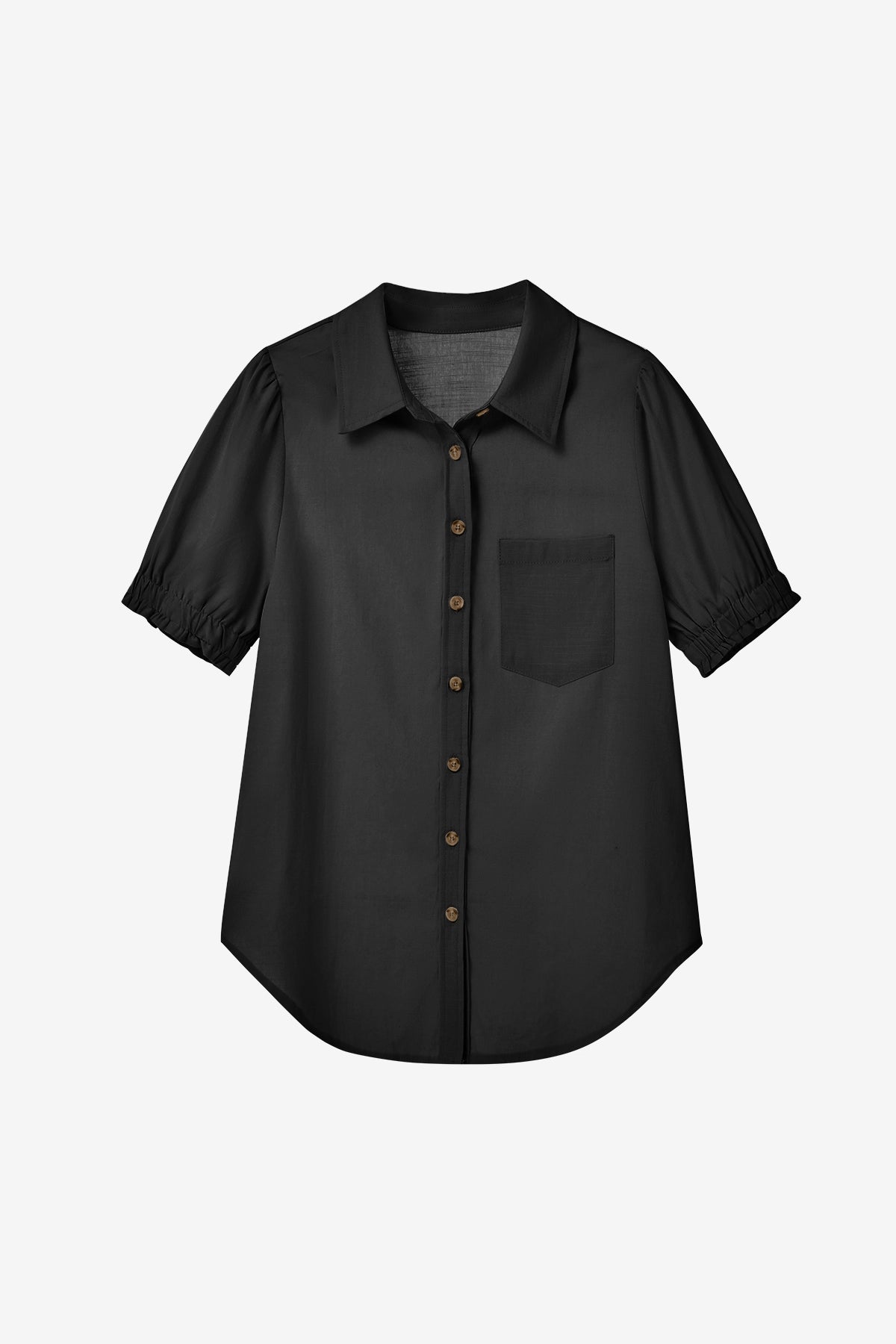 Womens Black Puff Short Sleeve Shirts | CicyBell