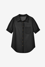 Womens Black Puff Short Sleeve Shirts | CicyBell