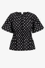 Womens Black Polka Dots Peplum Blouses  | CicyBell