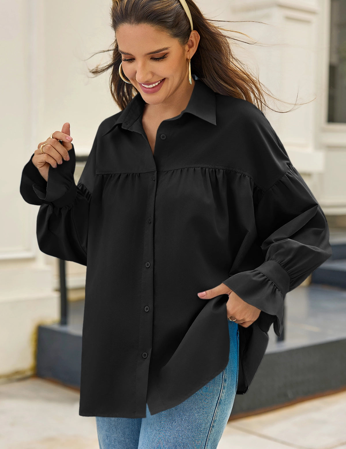 CicyBell-Womens-Black-ButtonDownShirts_2.webp