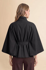 Womens Black Cropped Trench Coat | CicyBell