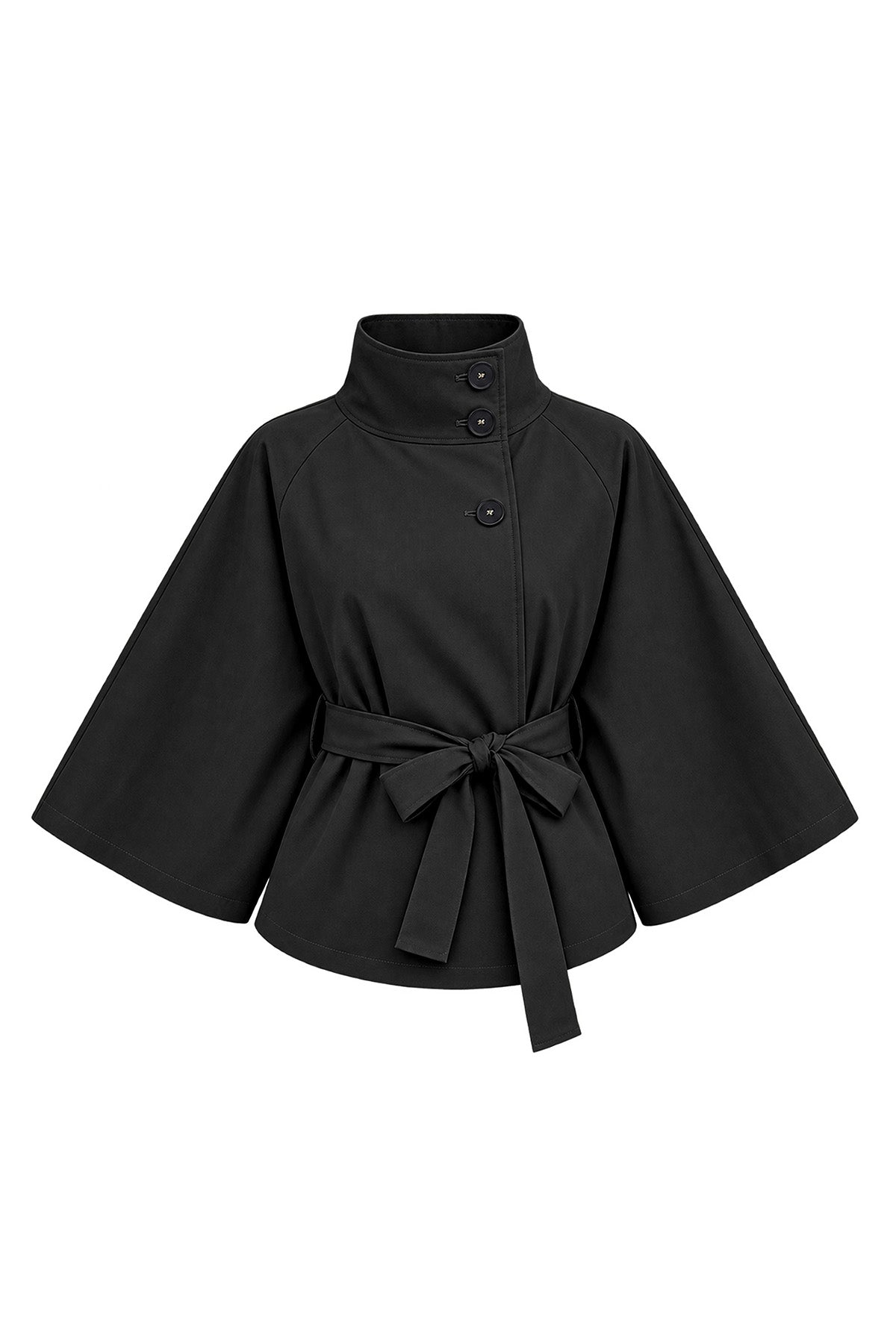 Womens Black Cropped Trench Coat | CicyBell