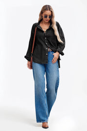 Cicy Bell Womens Black Denim Shirt
