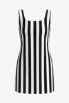 CicyBell Women's Striped Denim Mini Dress featuring a classic sleeveless U-neck and form-fitting silhouette. This premium stretch denim summer dress includes functional side pockets and a discreet side zipper for an effortlessly chic look.