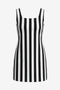 CicyBell Women's Striped Denim Mini Dress featuring a classic sleeveless U-neck and form-fitting silhouette. This premium stretch denim summer dress includes functional side pockets and a discreet side zipper for an effortlessly chic look.