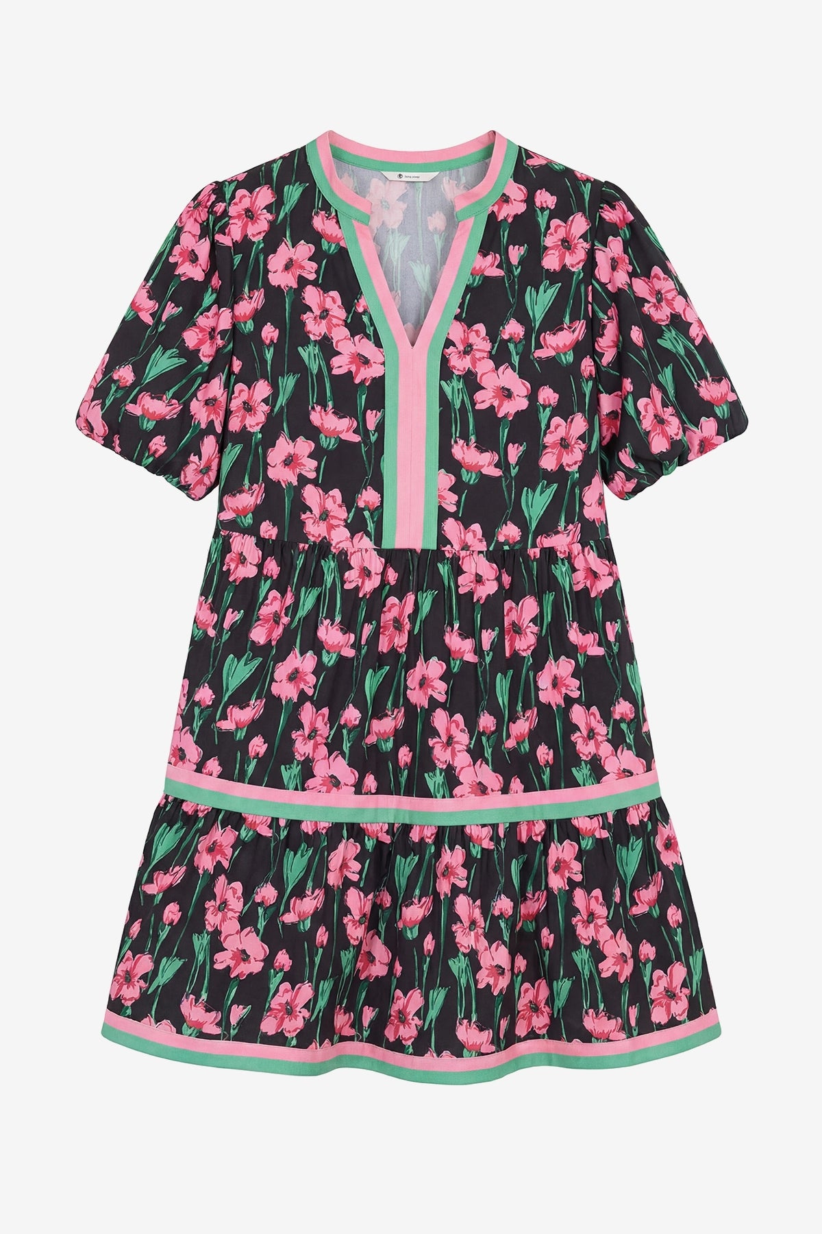 Womens Black V Neck Floral Mini Dress | CicyBell