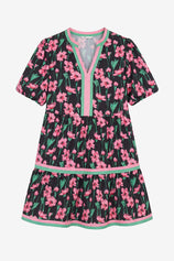 Womens Black V Neck Floral Mini Dress | CicyBell