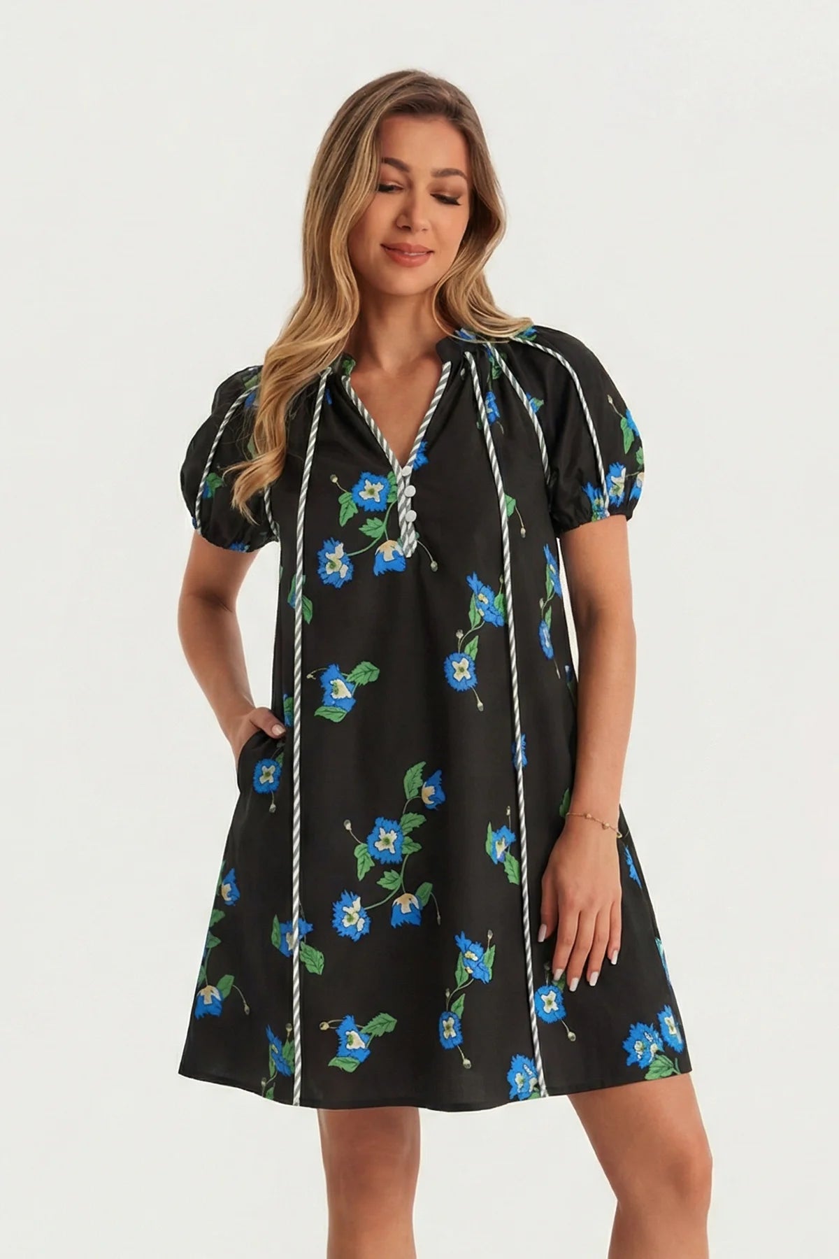 Womens  Black Puff Sleeve Mini Dresses | CicyBell