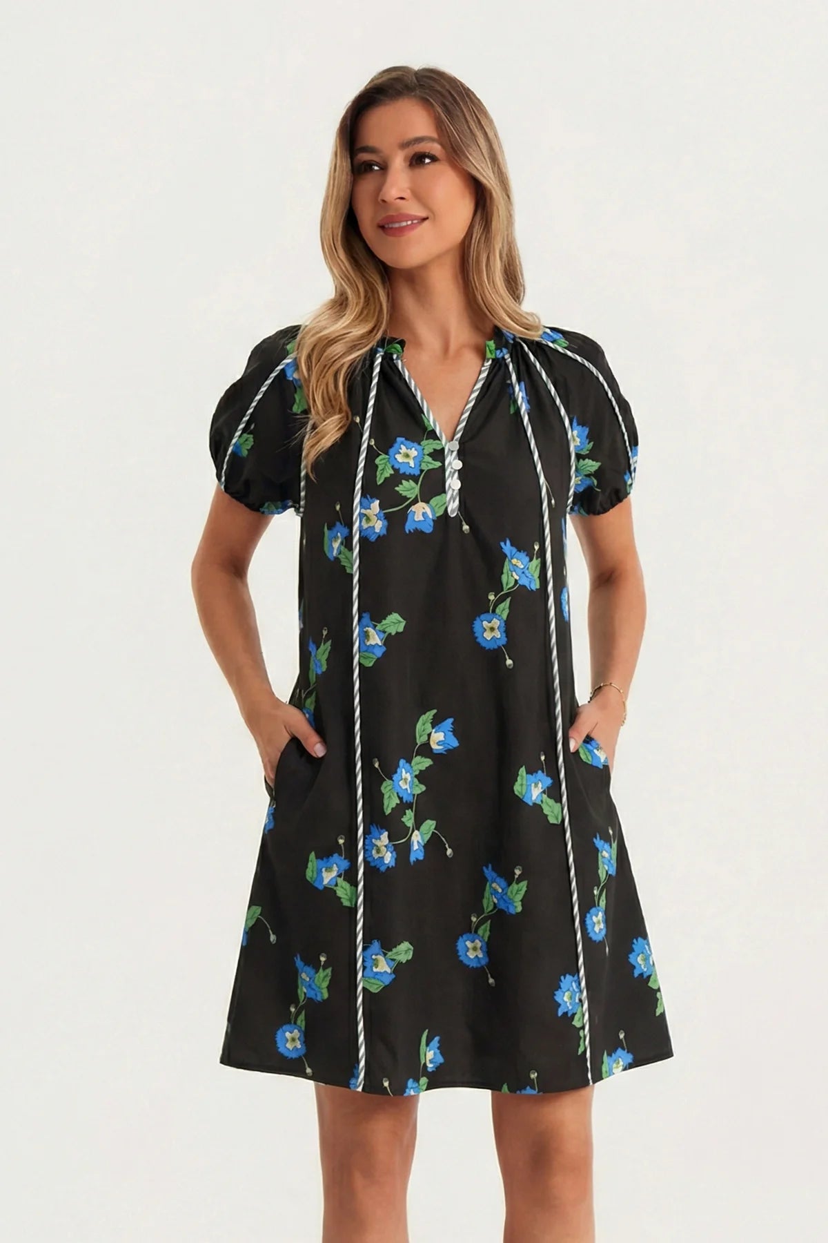 Womens  Black Puff Sleeve Mini Dresses | CicyBell