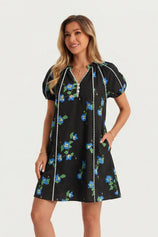 Womens  Black Puff Sleeve Mini Dresses | CicyBell