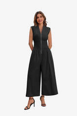 Womens Black V Neck Casual Dressy Jumpsuit | CicyBell