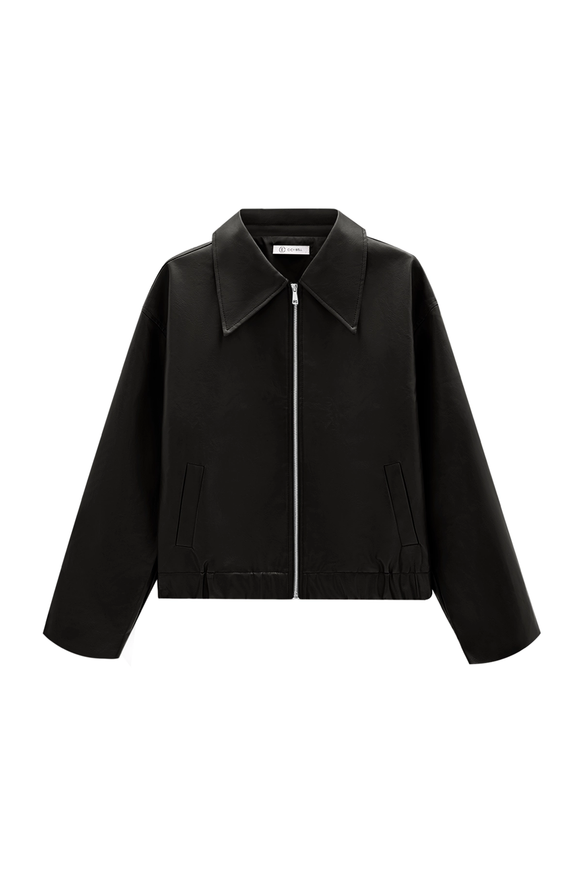 Cicy Bell Womens Black Faux Leather Jacket