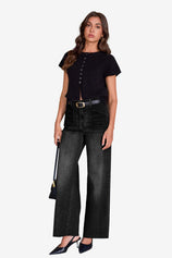 Womens Black High Waisted Straight Jeans | CicyBell