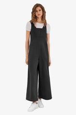 Wrinkle-Free Black Wide Leg Jumpsuit Relaxed Stretch | CicyBell