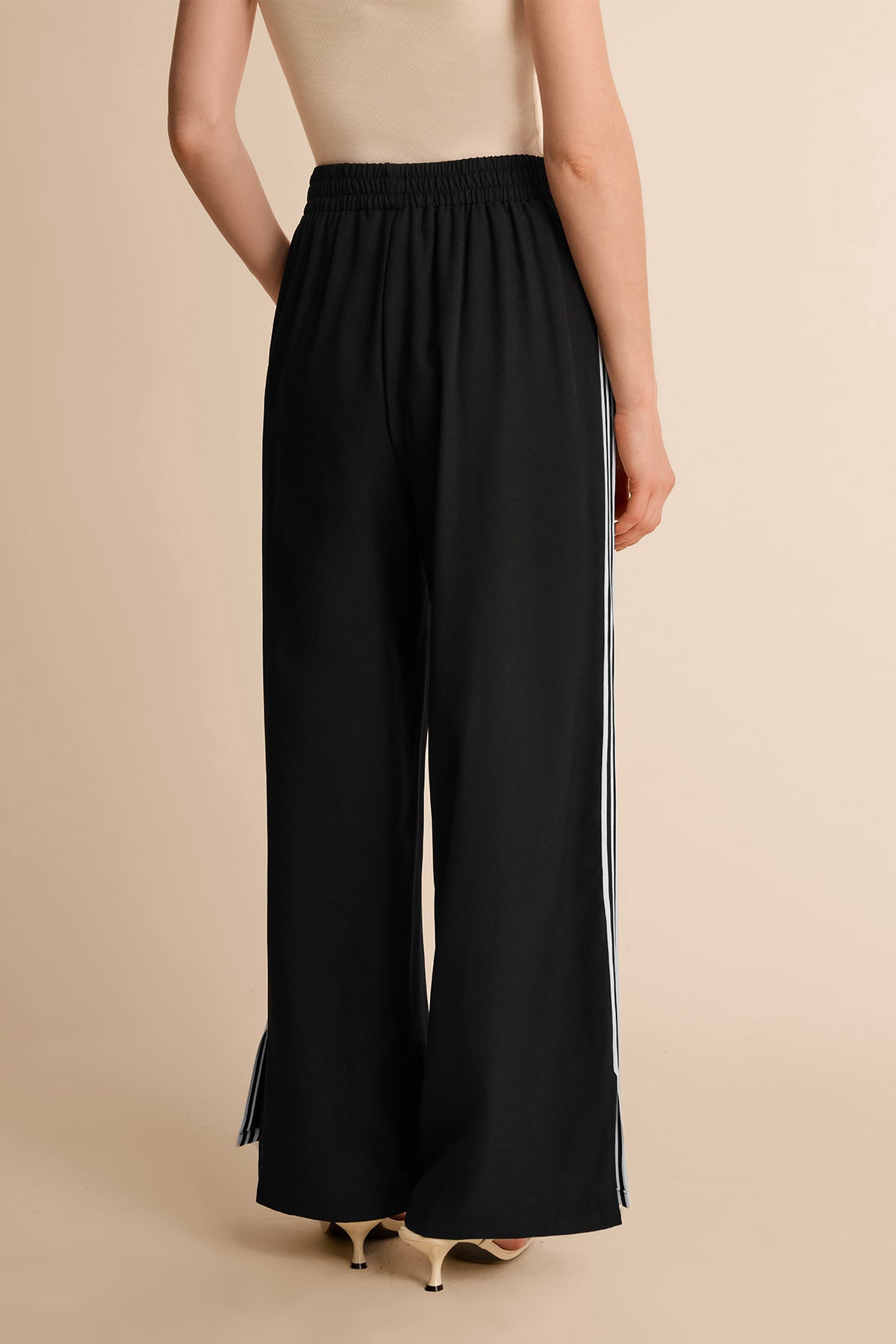 Womens Black Wide Leg High Waisted Pants | CicyBell