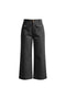 Cicy Bell Women's Cropped Wide Leg Pants featuring a unique central seam and functional square patch pockets. These 100% cotton non-denim trousers offer a tailored, relaxed silhouette for a polished office or weekend look.