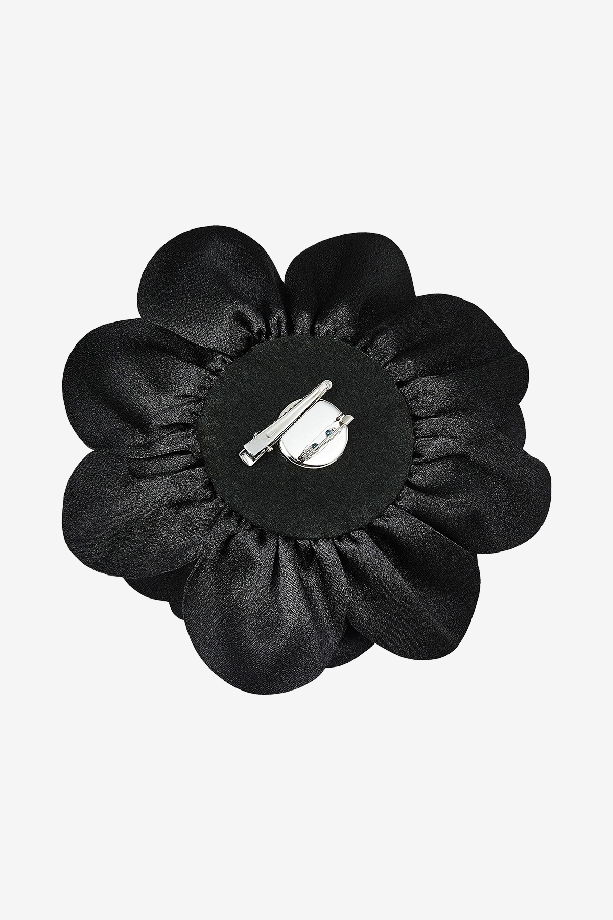 Womens Black Satin Rose Brooch Pin | CicyBell