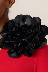 Womens Black Satin Rose Brooch Pin | CicyBell