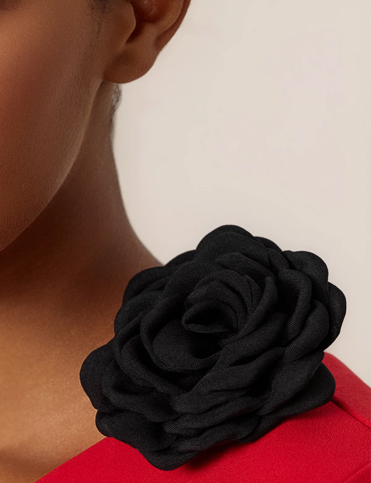 Cicy Bell 4-inch Rose Brooch featuring exquisite hand-crafted 3D petals. This large floral pin adds instant elegance to blazers, hats, or handbags with its soft multi-layered polyester fabric and secure fastening for weddings or office wear.